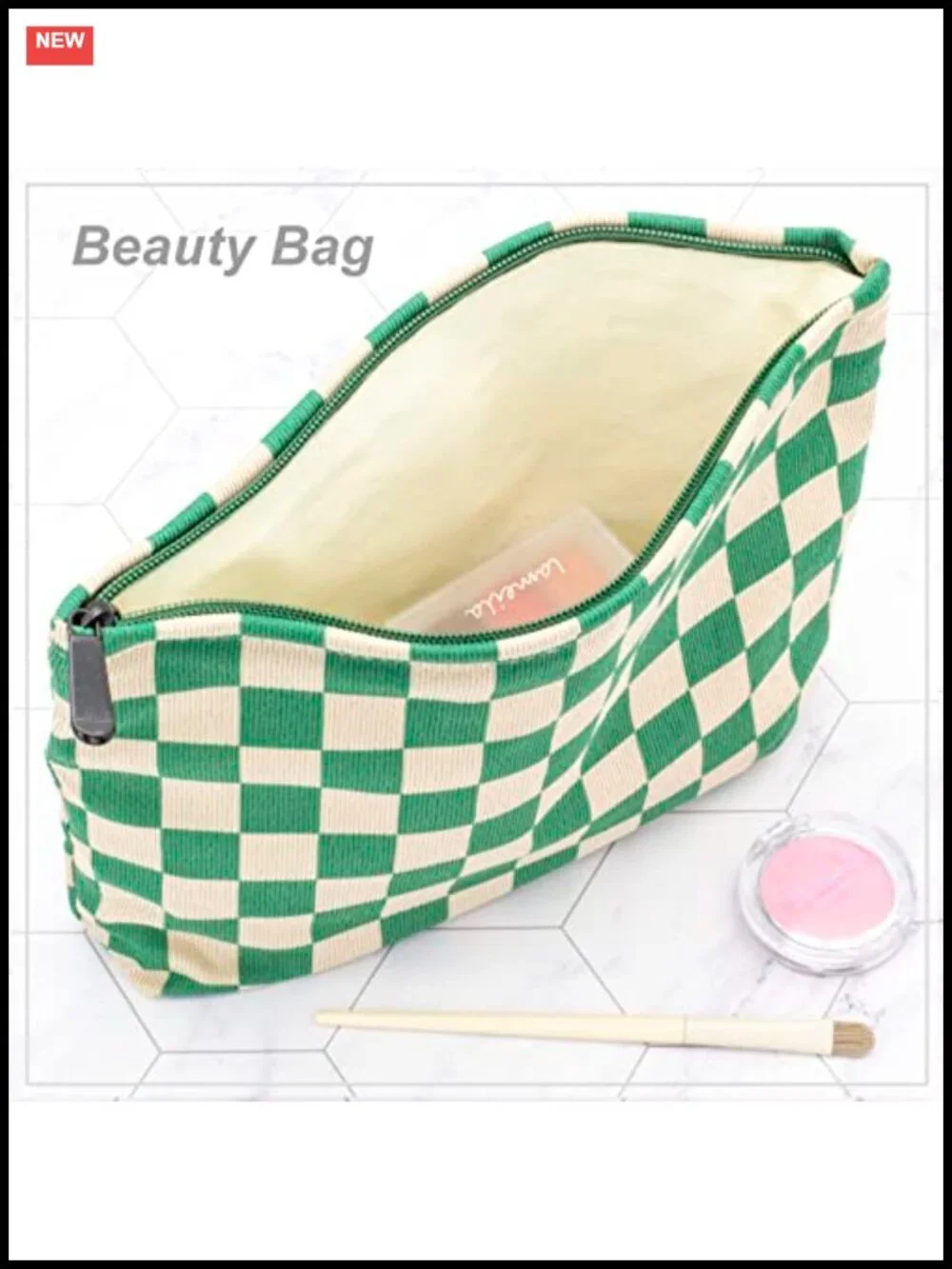 Corduroy Canvas Cosmetic Bag Large Travel Makeup Organizer Pouch for Purse